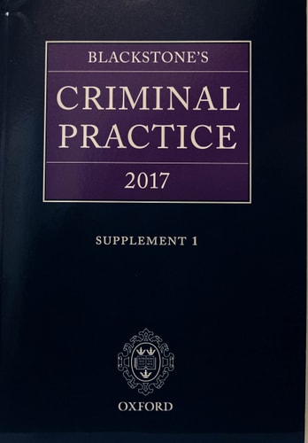 Criminal Practice: 2017 Supplement 1