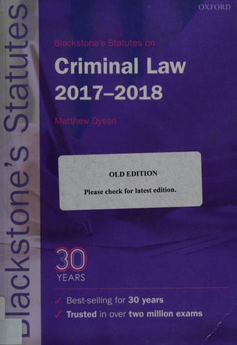 Blackstone's Statutes on Criminal Law