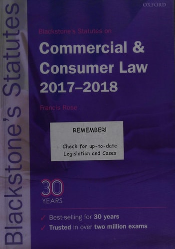 Blackstone's Statutes on Commercial & Consumer Law