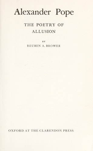 Alexander Pope: The Poetry of Allusion