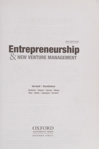 Entrepreneurship and New Venture Management