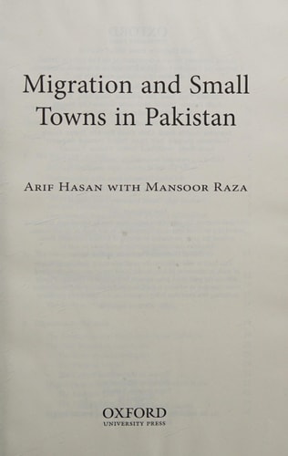 Migration and Small Towns in Pakistan
