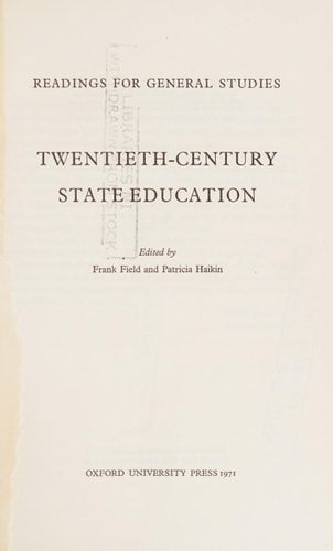 Twentieth-Century State Education: Readings for General Studies