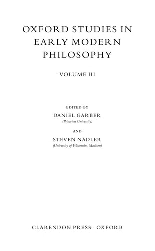 Oxford Studies in Early Modern Philosophy: Volume III