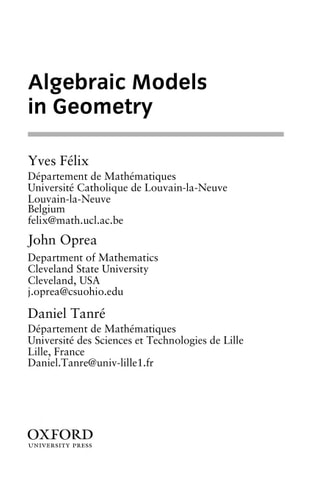 Algebraic Models in Geometry (Oxford Graduate Texts in Mathematics, 17)