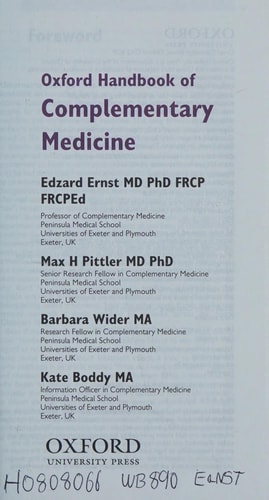 Oxford Handbook of Complementary Medicine