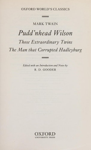Mark Twain Pudd'nhead Wilson and Other Tales Edition: Reprint