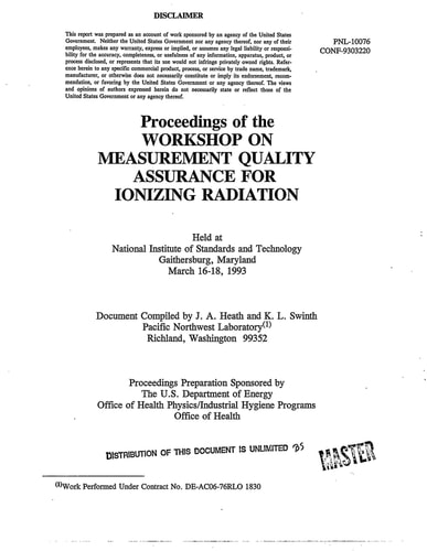 Measurement Quality Assurance for Ionizing Radiation Dosimetry