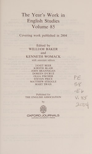The Year's Work in English Studies: Volume 85