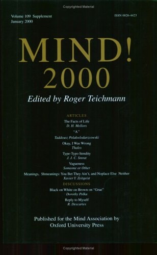 Mind! 2000: Mind Supplement, Volume 109, No. 1