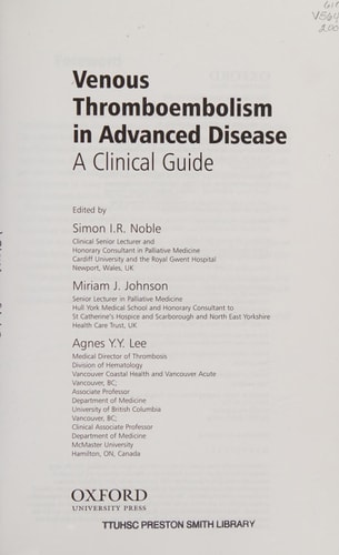 Venous Thromboembolism in Advanced Disease: A Clinical Guide