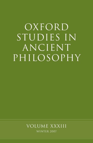 Oxford Studies in Ancient Philosophy: Volume 33