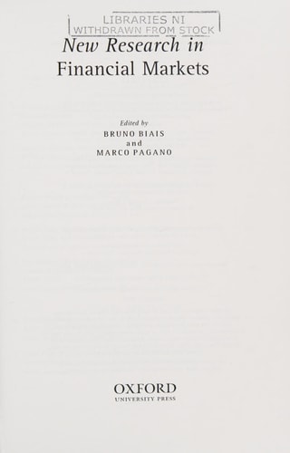 New Research in Financial Markets