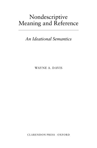 Nondescriptive Meaning and Reference An Ideational Semantics