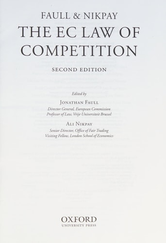 Faull and Nikpay: The EC Law of Competition