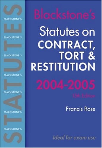 Statutes on Contract, Tort & Restitution