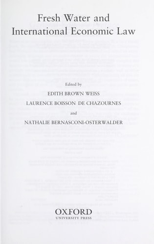 Fresh Water and International Economic Law