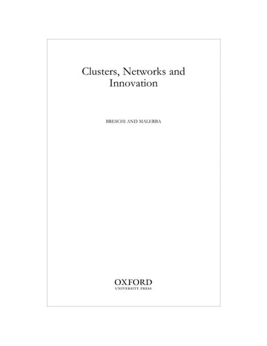 Clusters, Networks, and Innovation