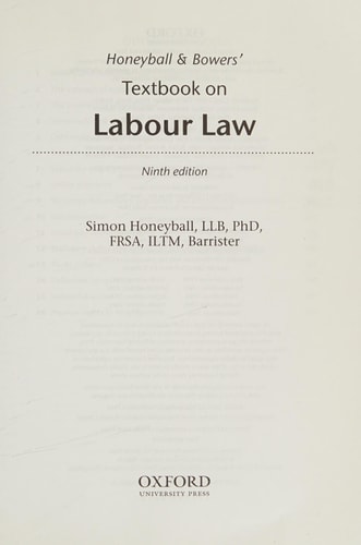 Honeyball and Bowers' Textbook on Labour Law