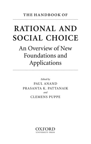 The Handbook of Rational and Social Choice