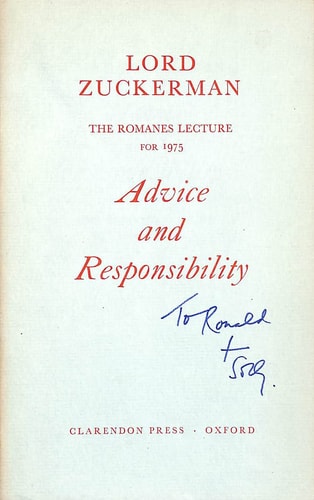 Advice and Responsibility: The Romanes Lecture