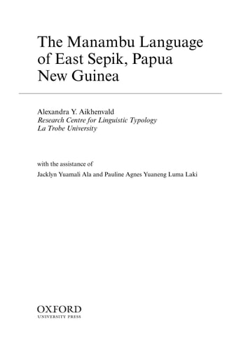 The Manambu Language of East Sepik, Papua New Guinea