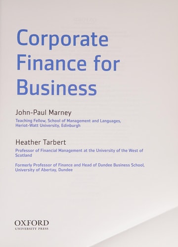 Corporate Finance for Business