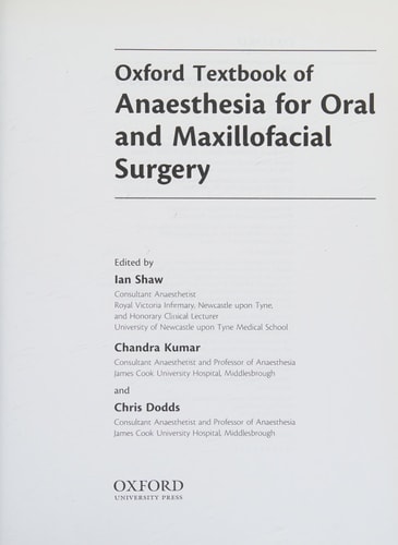 Oxford Textbook of Anaesthesia for Oral and Maxillofacial Surgery