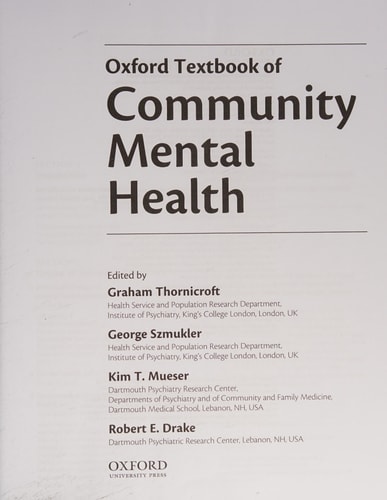 Oxford Textbook of Community Mental Health