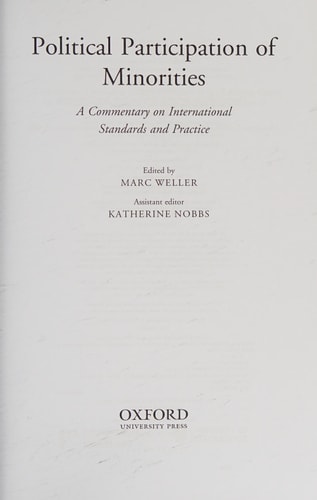 Political Participation of Minorities: A Commentary on International Standards and Practice