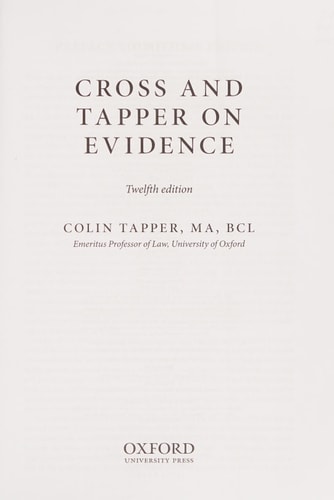 Cross & Tapper on Evidence