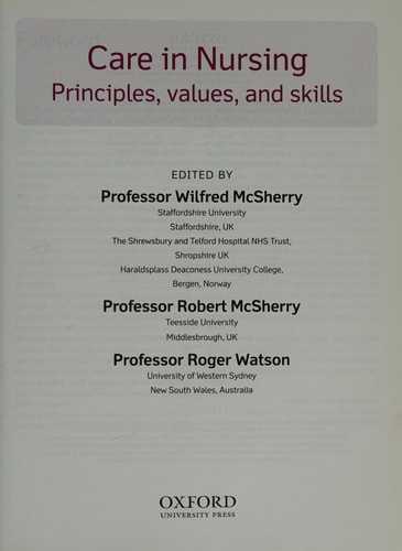 Care in Nursing: Principles, Values and Skills