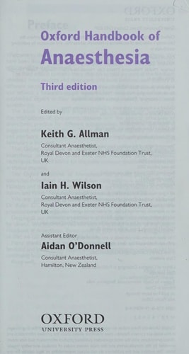 Oxford Handbook of Anaesthesia