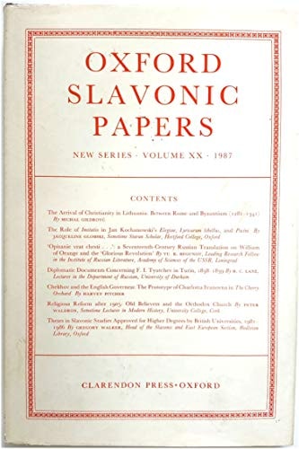 Oxford Slavonic Papers: Volume XX