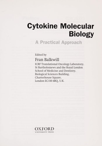 Cytokine Molecular Biology: A Practical Approach