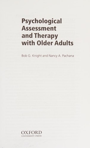 Psychological Assessment and Therapy with Older Adults