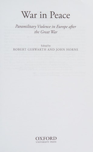 War in Peace: Paramilitary Violence in Europe after the Great War