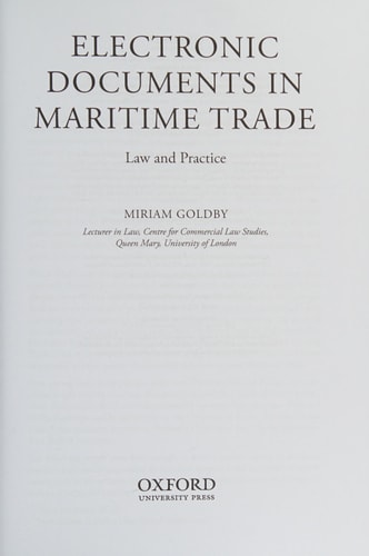 Electronic Documents in Maritime Trade Law and Practice