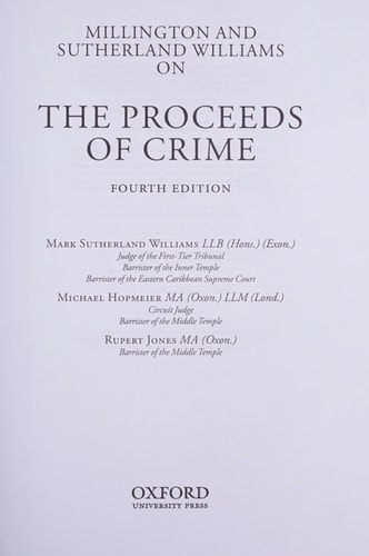 Millington and Sutherland Williams on The Proceeds of Crime