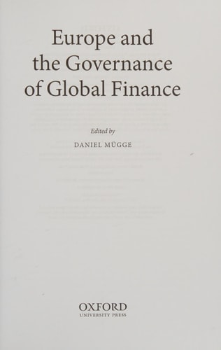 Europe and the Governance of Global Finance