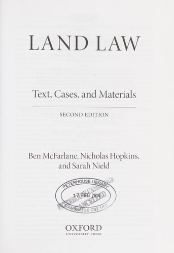 Land Law Text, Cases, and Materials