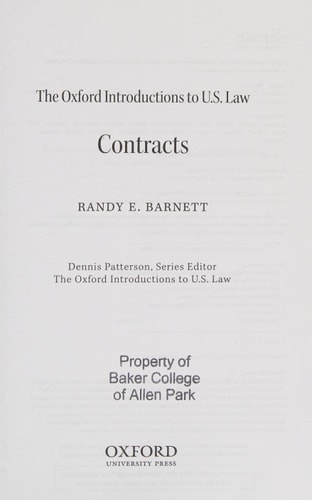 The Oxford Introductions to U.S. Law: Contracts