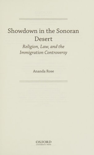 Showdown in the Sonoran Desert: Religion, Law, and the Immigration Controversy