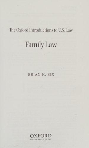 The Oxford Introductions to U.S. Law: Family Law