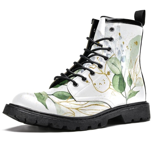 MAPOLO Boots for Women Watercolor Gold Herb Bouquet Print Women's High Top Boots Outdoor Sneakers Custom Shoes Slip Resistant Warm Snow Boot