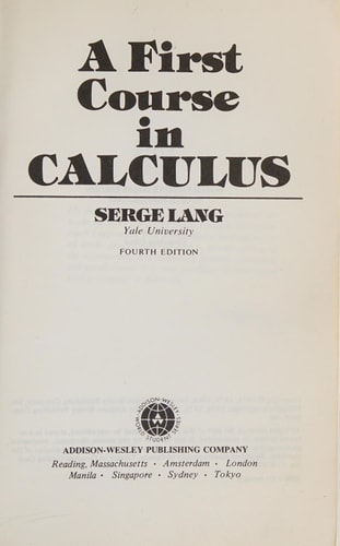 First Course in Calculus