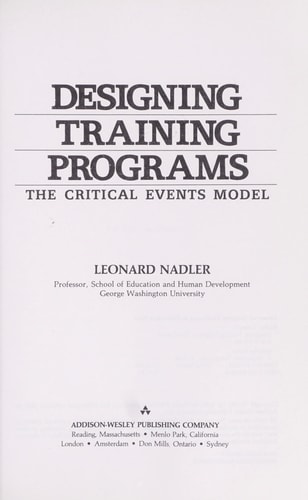 Designing Training Programs: The Critical Events Model