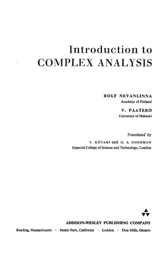 Introduction to Complex Analysis