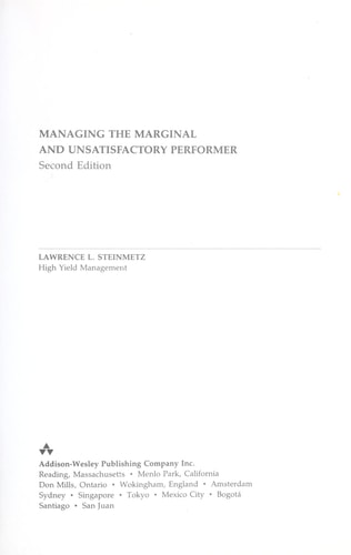 Managing the Marginal and Unsatisfactory Performer