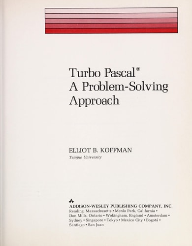 Turbo Pascal: A Problem Solving Approach